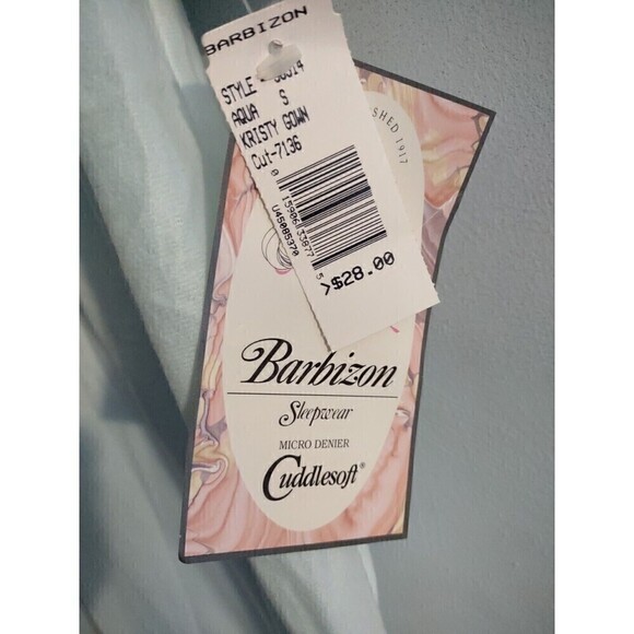 Barbizon S Vintage Kristy Nightgown NWT Aqua Cuddlesoft Lace Trim Micro Denier - Picture 3 of 5